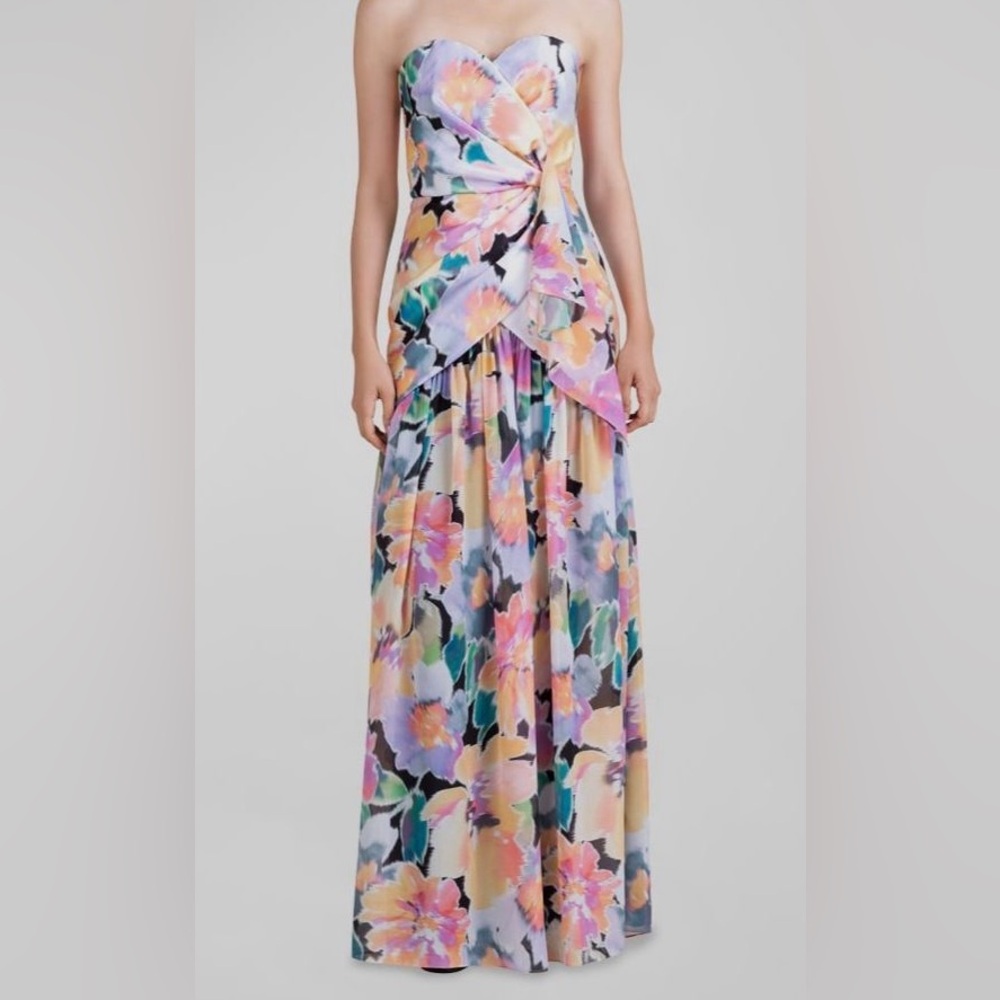 Shoshanna Women's Pink Floral Print Sweetheart Gown